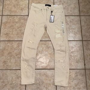 Men's RUE 21 white denim distressed skinny supreme flex JEANS Size 32x30 - NEW